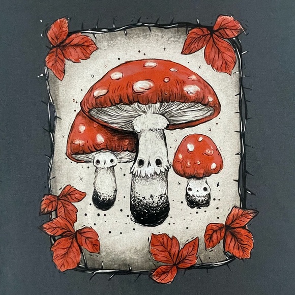 Stephanie Bayles Tops - Stephanie Bayles Mushroom Art Cotton Shirt Medium